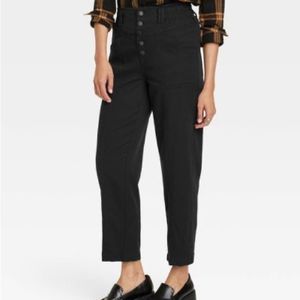 Knox Rose Black Mid Rise Tapered Cargo Pants Size Medium